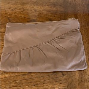 Taupe Italian leather clutch handbag purse
